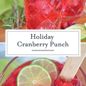 collage of holiday cranberry punch