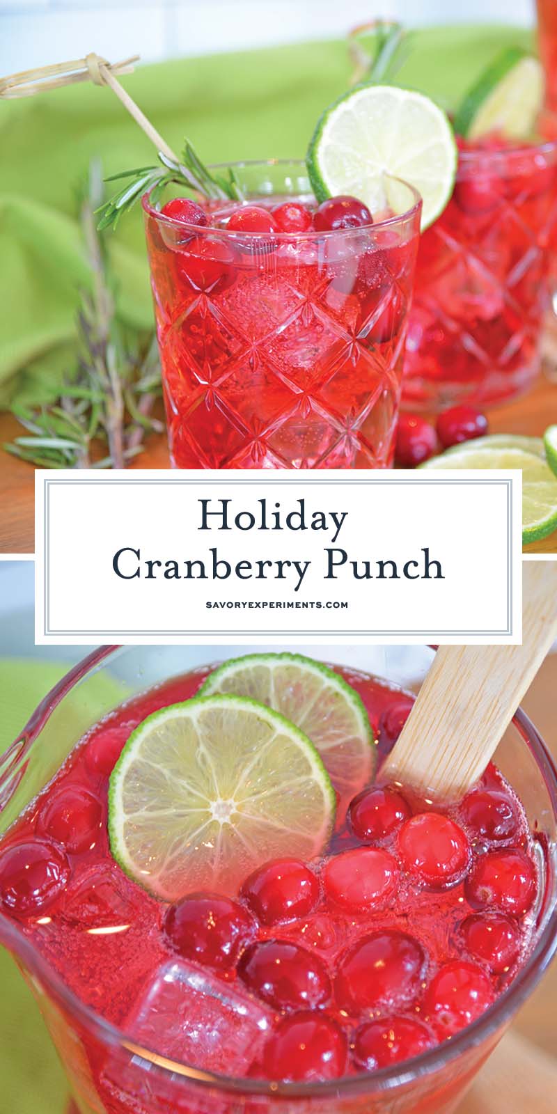 collage of holiday cranberry punch