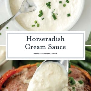 collage of horseradish cream sauce