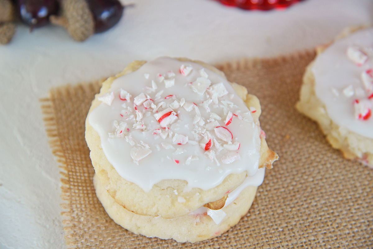 stack of frosted peppermint cookies