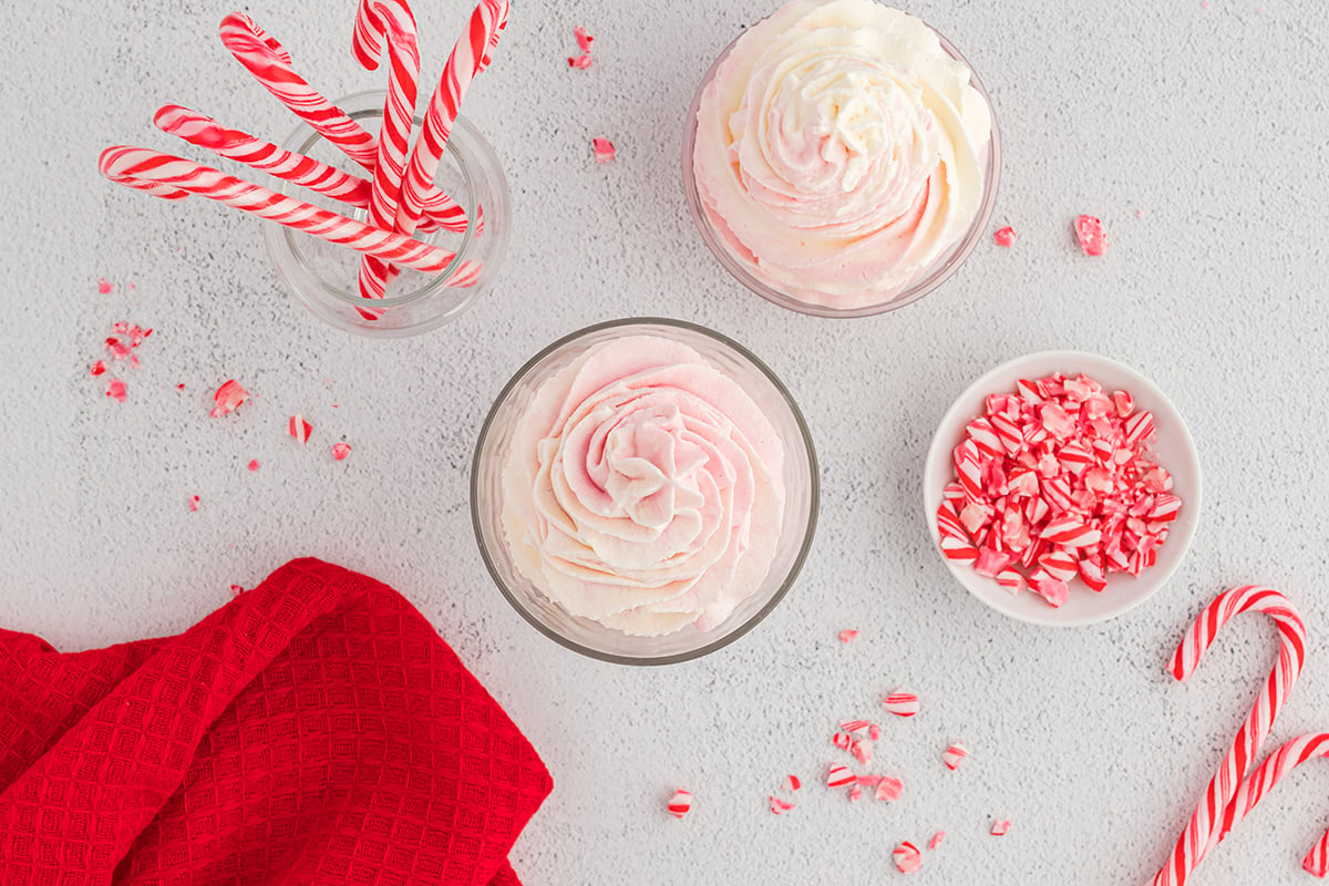 overhead shot of peppermint whipped cream