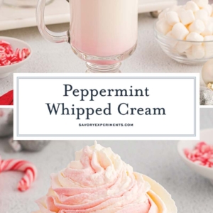 collage of peppermint whipped cream