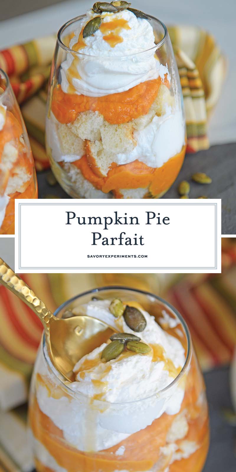 collage of no bake pumpkin pie parfait for Pinterest