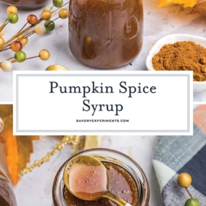 collage of pumpkin spice syrup