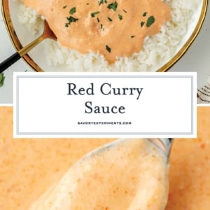 collage of red curry sauce