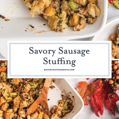 collage of sausage stuffing