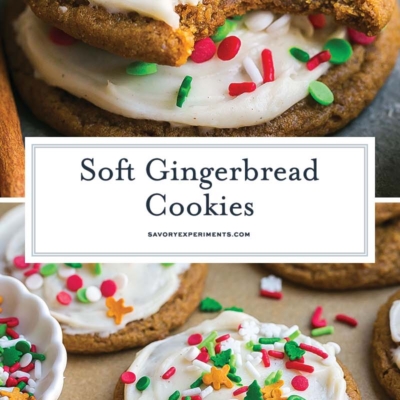 collage of soft gingerbread cookies