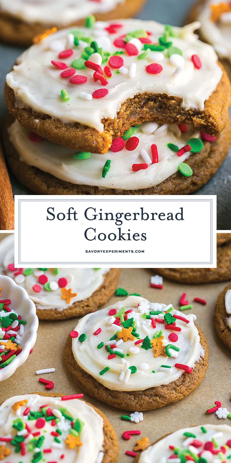 collage of soft gingerbread cookies