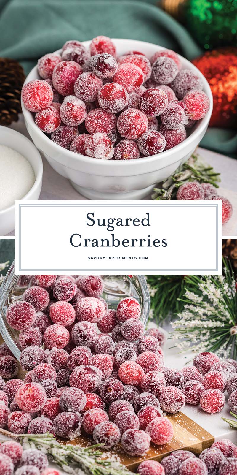 collage of sugared cranberries