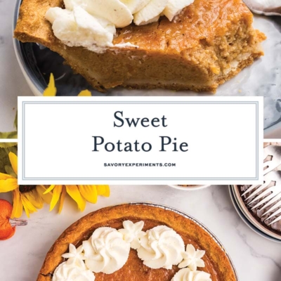 collage of sweet potato pie