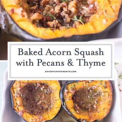 collage of baked acorn squash for pinterest