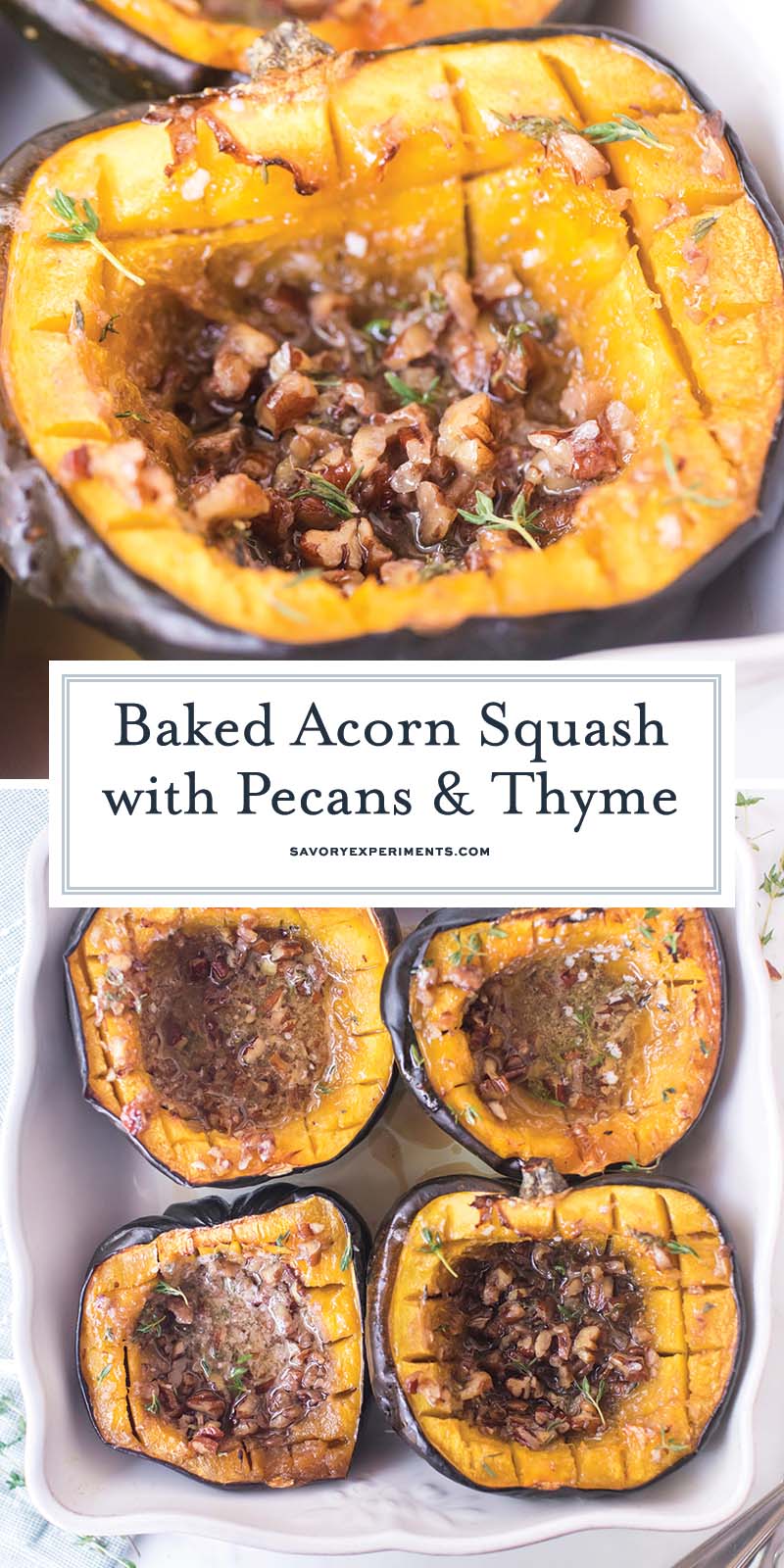 collage of baked acorn squash for pinterest