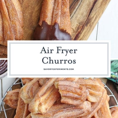 collage of air fryer churros for pinterest