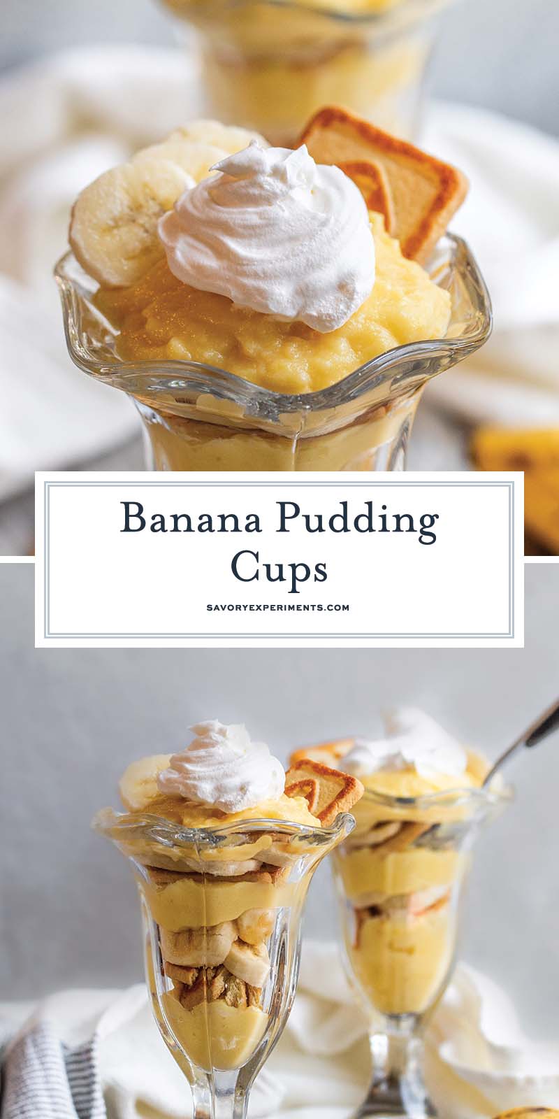 collage of banana pudding for pinterest