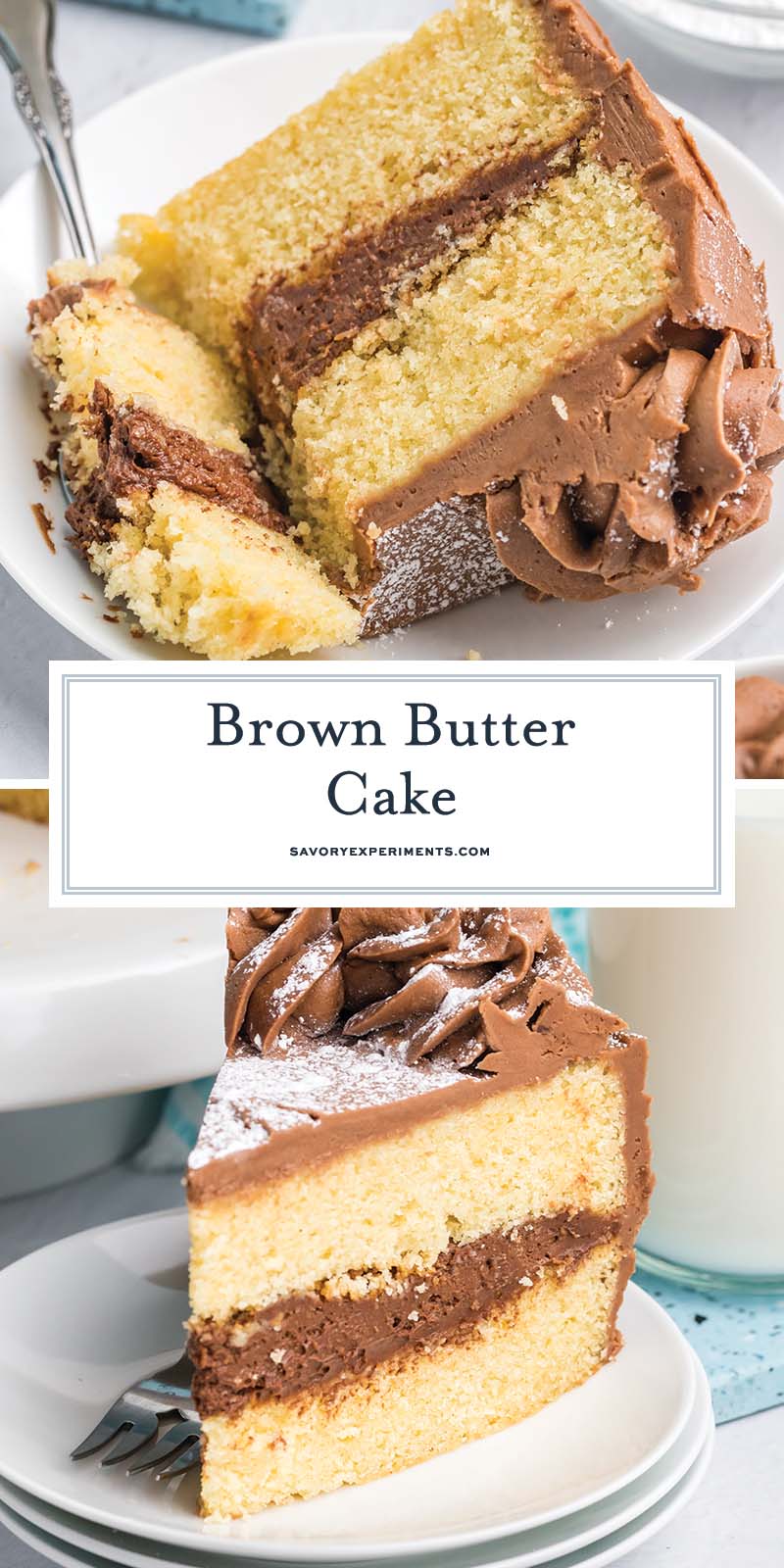 collage of brown butter cake