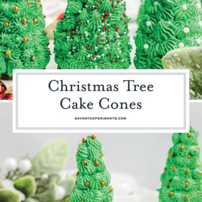 collage of christmas tree cake cones