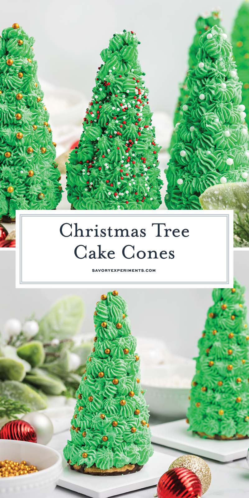 collage of christmas tree cake cones