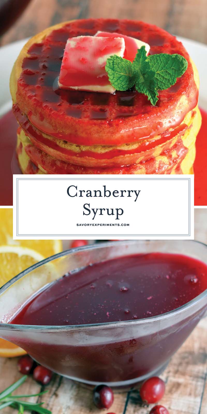 collage of cranberry syrup