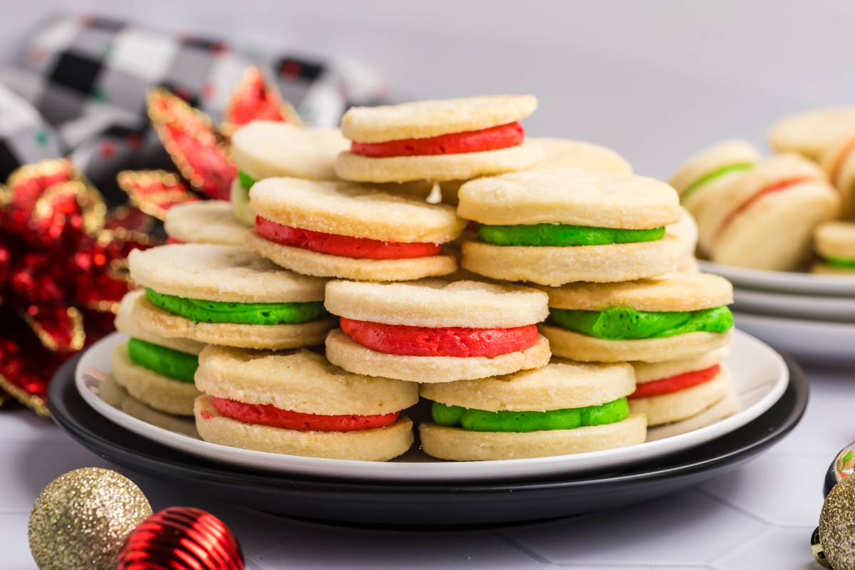 plate of cream wafer cookies