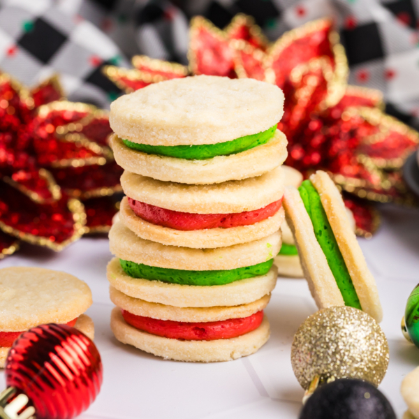 stack of cream wafer cookies