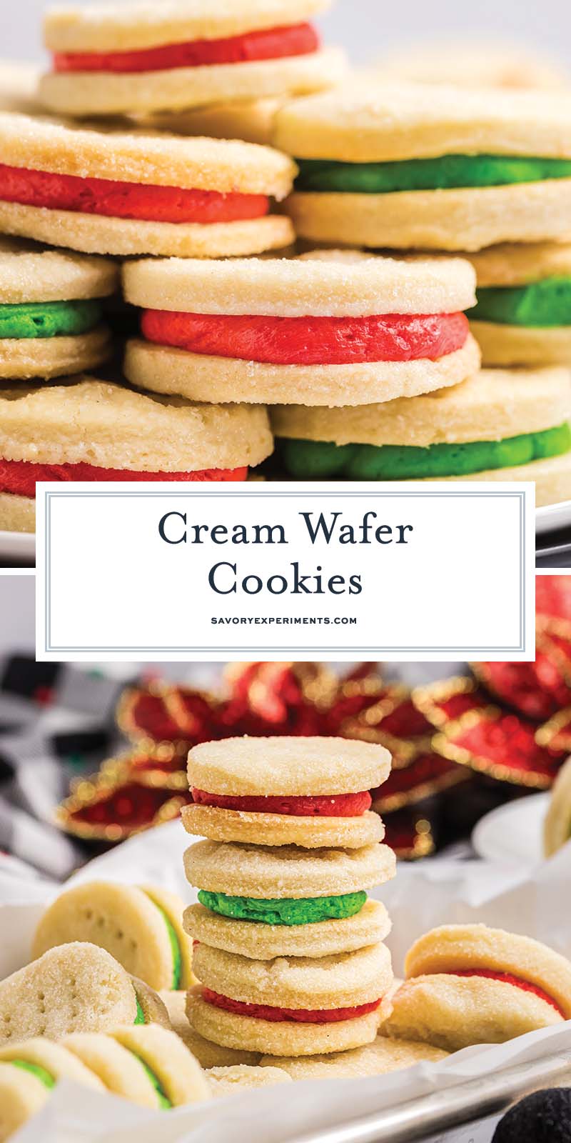 collage of cream wafer cookies