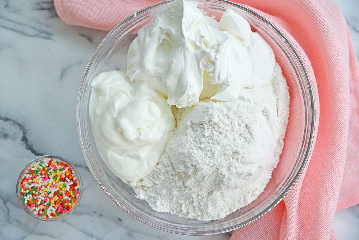 funfetti dip ingredients in a bowl