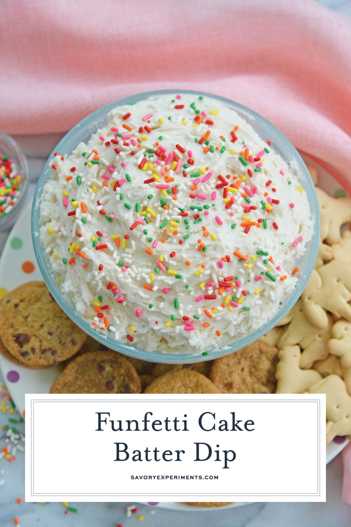 bowl of funfetti dunkaroo dip with text overlay