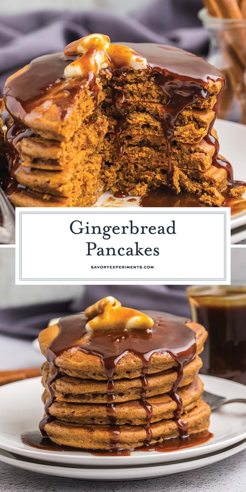 collage of gingerbread pancakes