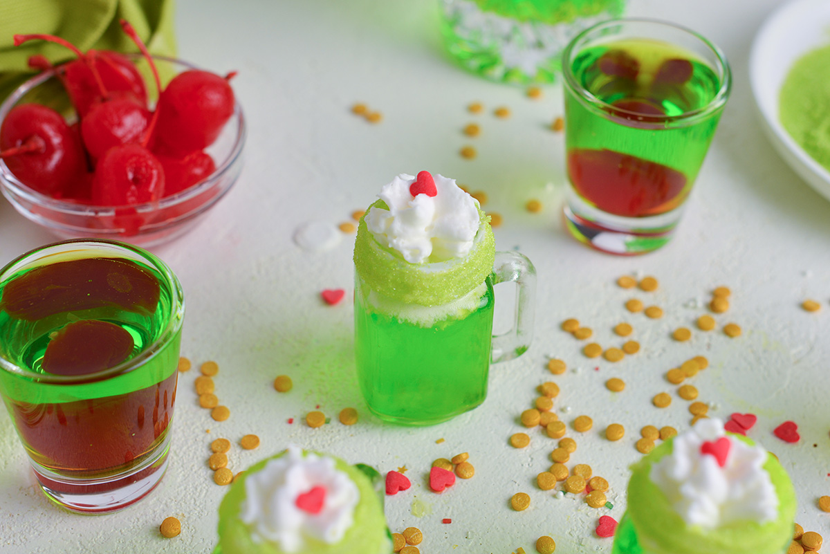 angled shot of grinch shots