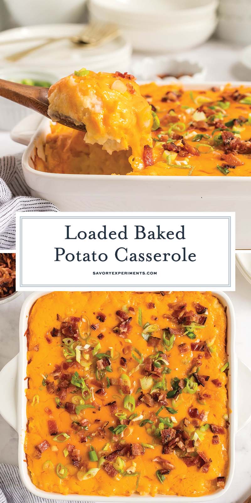 collage of loaded baked potato casserole