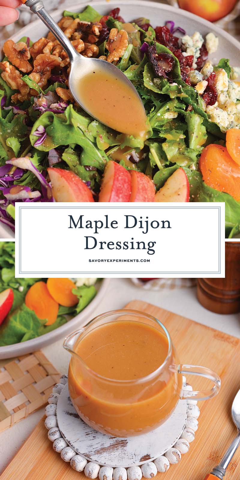 collage of maple dijon dressing