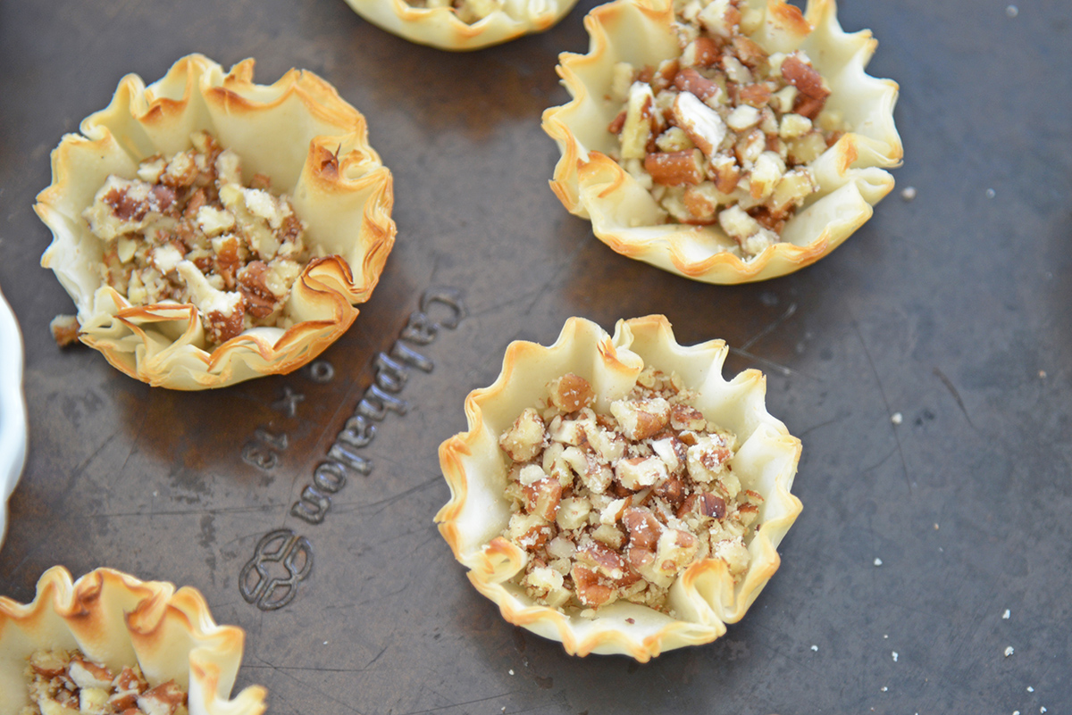 chopped pecans in phyllo cups