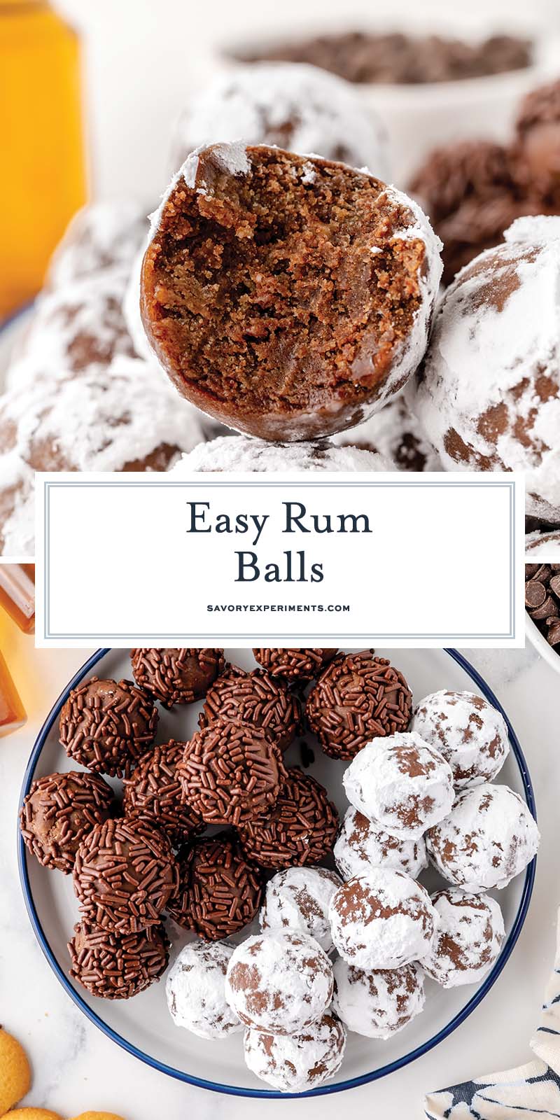 collage of rum balls