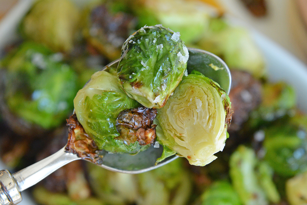 brussels sprouts on a spoon