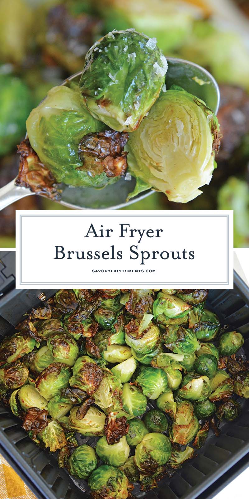 collage of air fryer brussels sprouts