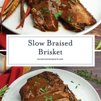 collage of slow braised brisket