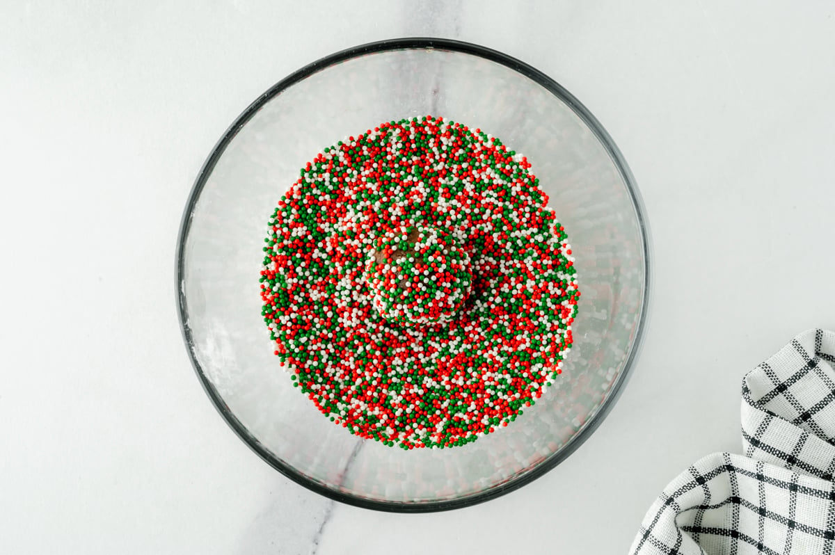 truffle rolling in bowl of sprinkles