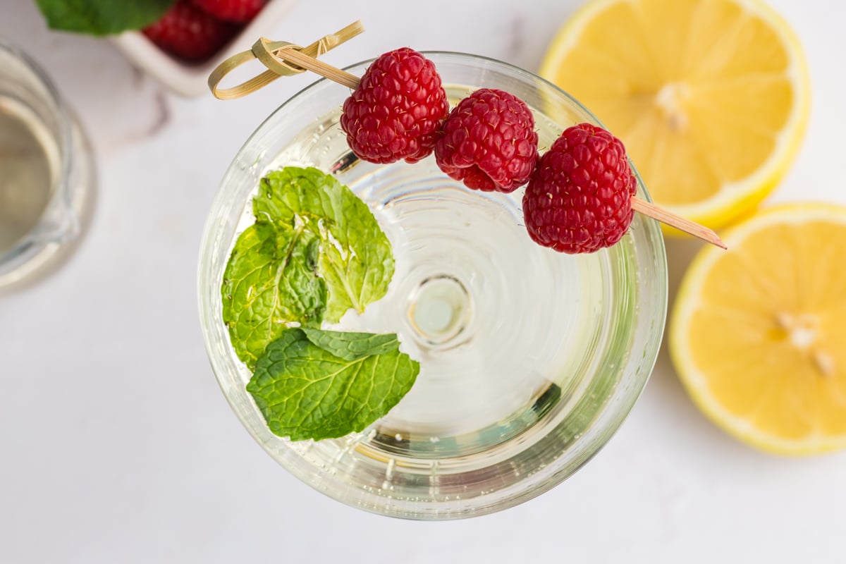 overhead shot of elderflower spritz