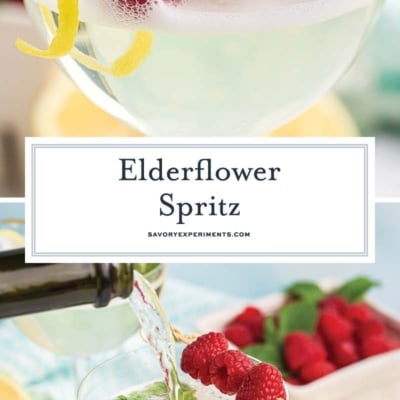 collage of elderflower spritz