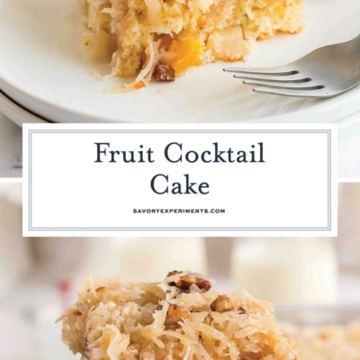 collage of fruit cocktail cake