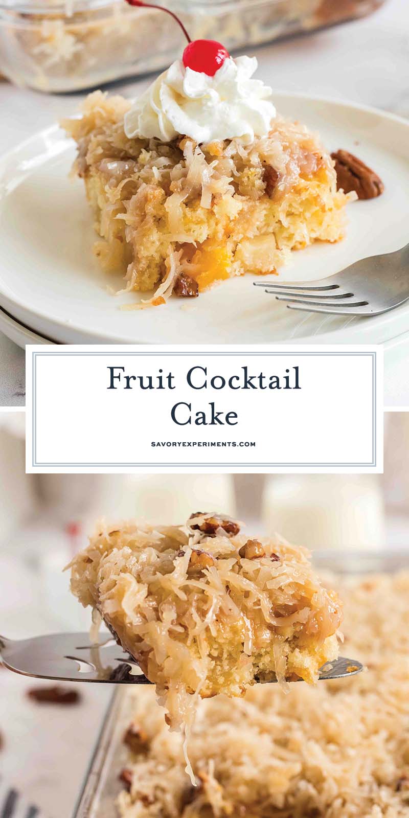 collage of fruit cocktail cake