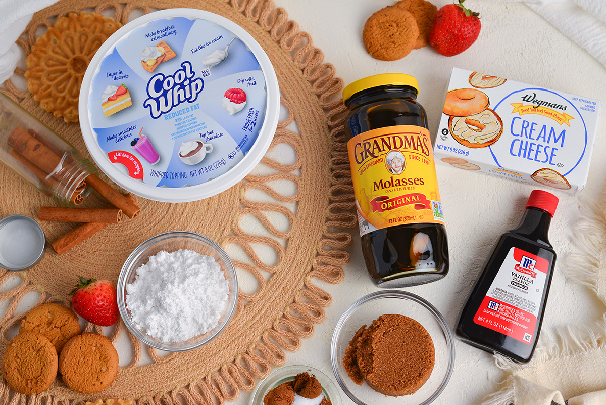 overhead shot of gingerbread dip ingredients