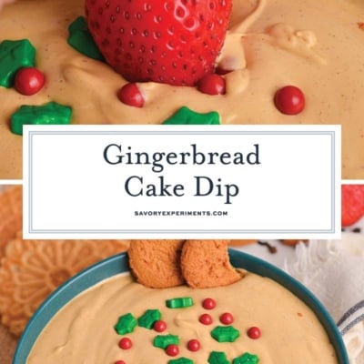 collage of gingerbread dip