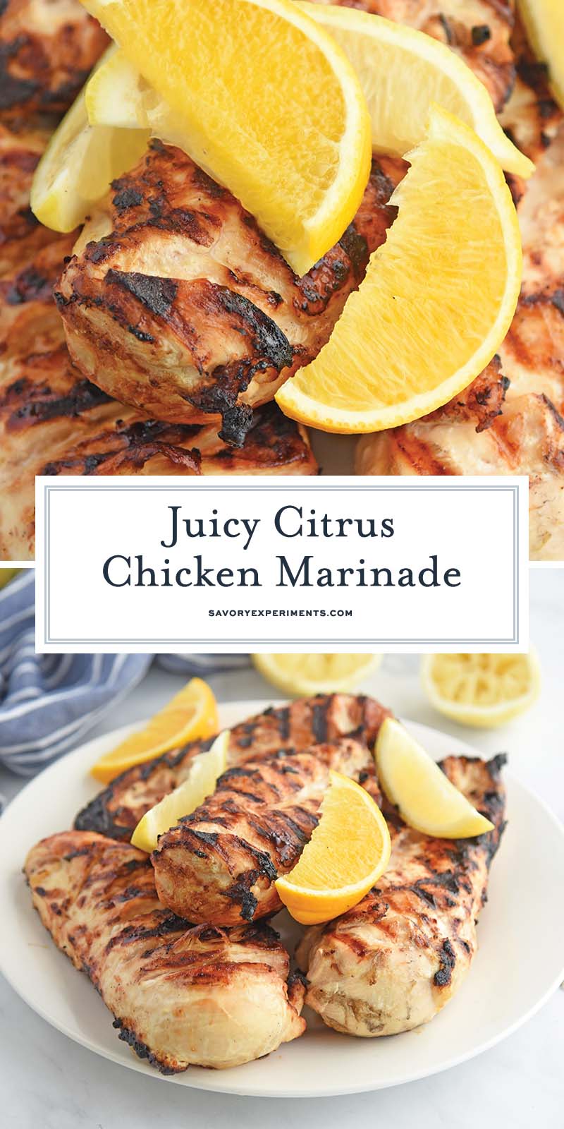 collage of grilled citrus chicken