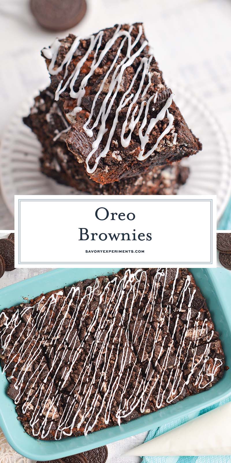 collage of oreo brownies