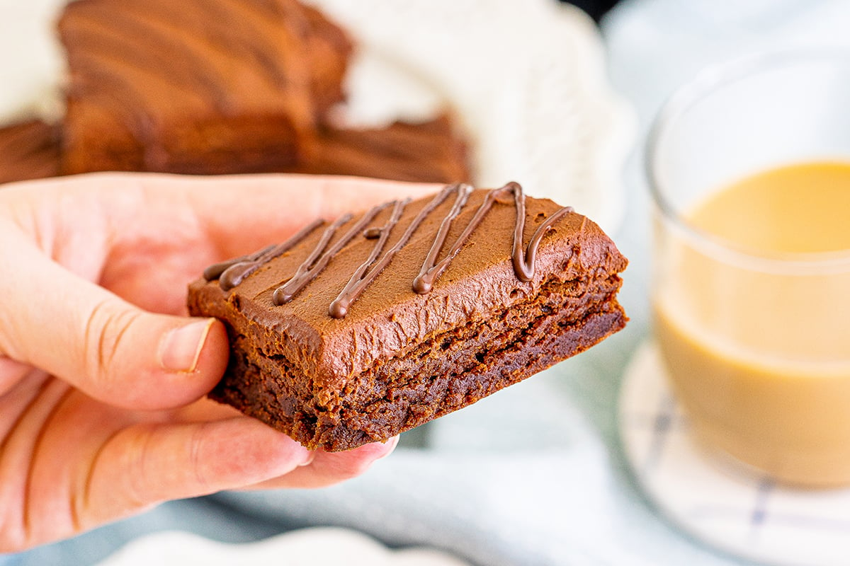 hand holding brownie