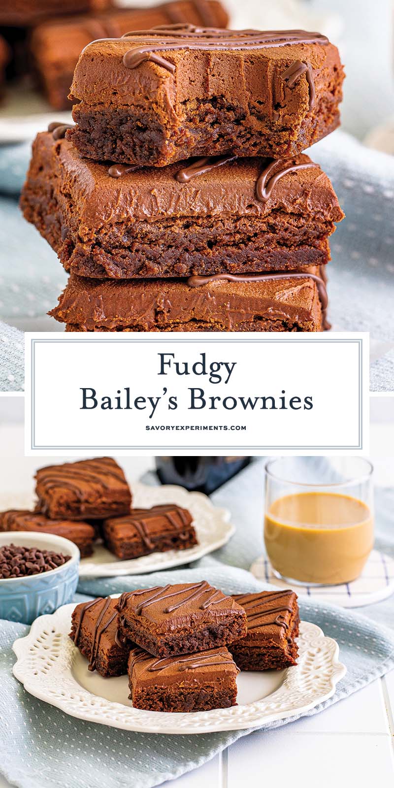 collage of bailey's brownies