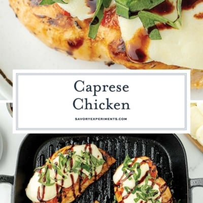 collage of caprese chicken