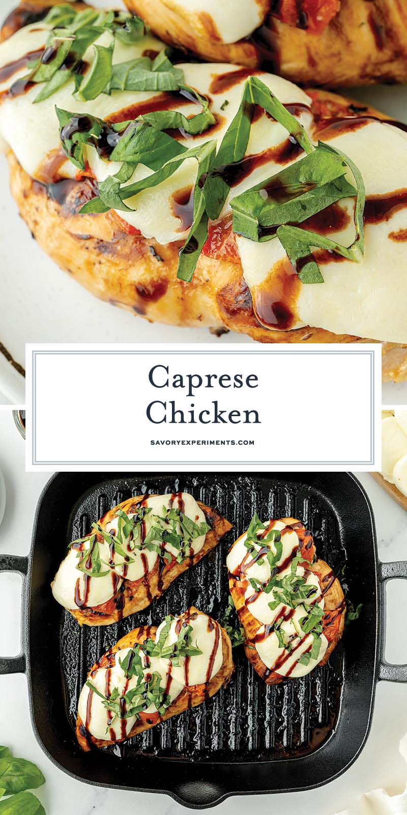 collage of caprese chicken