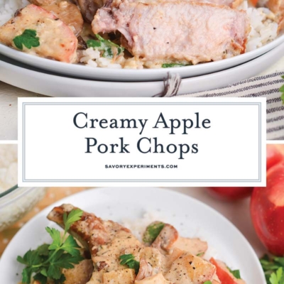 collage of creamy apple pork chops